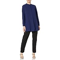 Anne Klein Women's Petite Pop-Over Blouse with Covered Placket and Side Slit