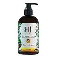Coco Fiji Face & Body Lotion Infused With Coconut Oil | Lotion for Dry Skin | Moisturizer Face Cream & Massage Lotion for Women & Men | Pineapple Coconut 12 oz, Pack of 1