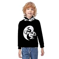 Yin Yang Dragons Children's Hoodies Printed Hooded Pullover Sweatshirt For Boys Girls