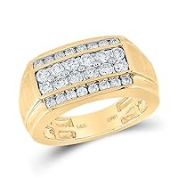 The Diamond Deal 14kt Yellow Gold Mens Round Diamond Band Ring 1-1/2 Cttw