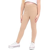 Lilax Girls' Basic Solid Full Length Cotton Soft Leggings