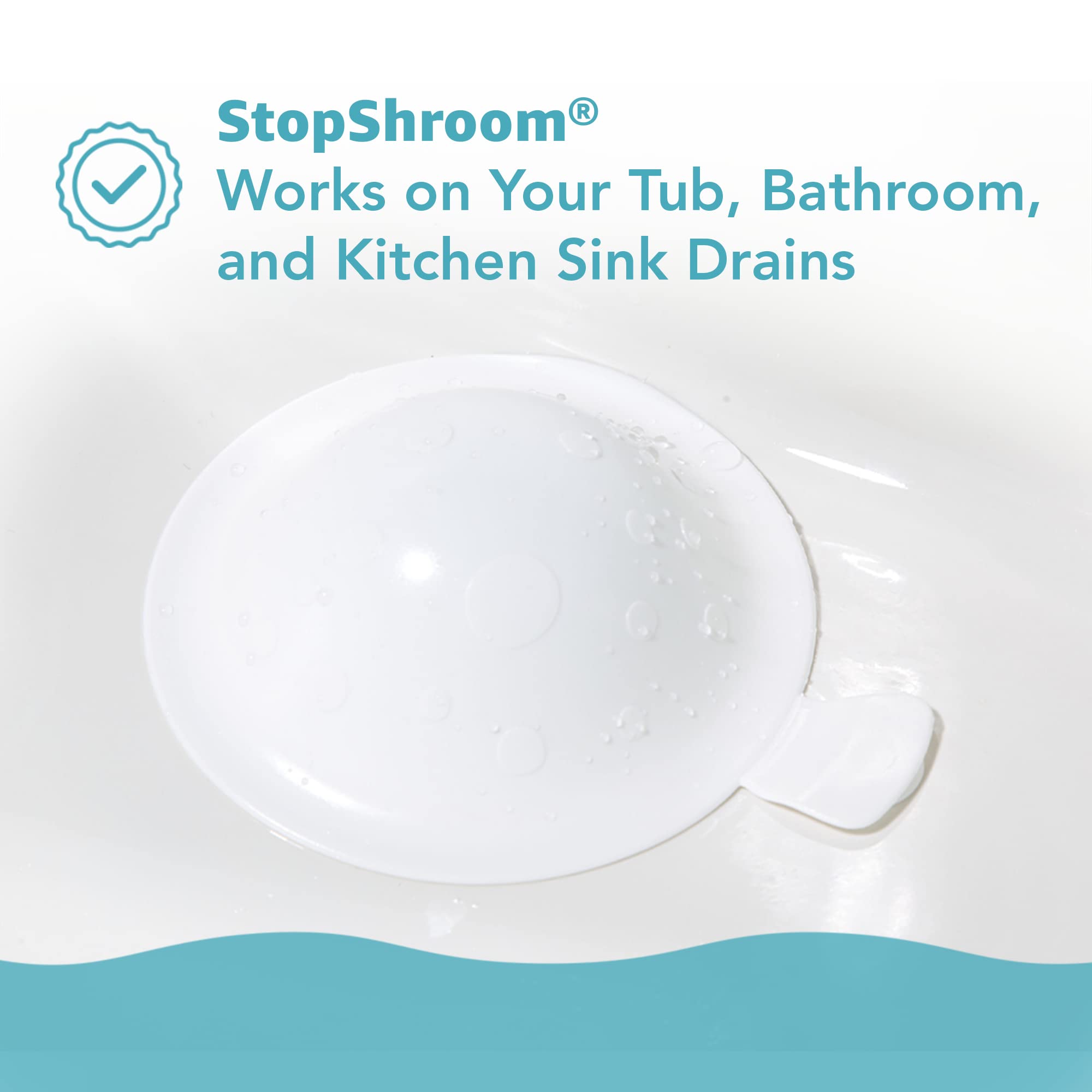 StopShroom Ultimate Universal Stopper Plug for Bathtub, Bathroom, and Kitchen Sink Drains (White)