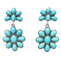 Western Squash Blossom Post Earrings Navajo (Turquoise)