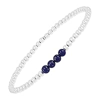 Silpada 'Loyalty' Natural Lapis Lazuli Stretch Bracelet in Sterling Silver, 6.75