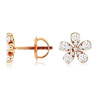 14k Rose Gold Floral Stud Earrings, total Diamond Weight 0.50ct