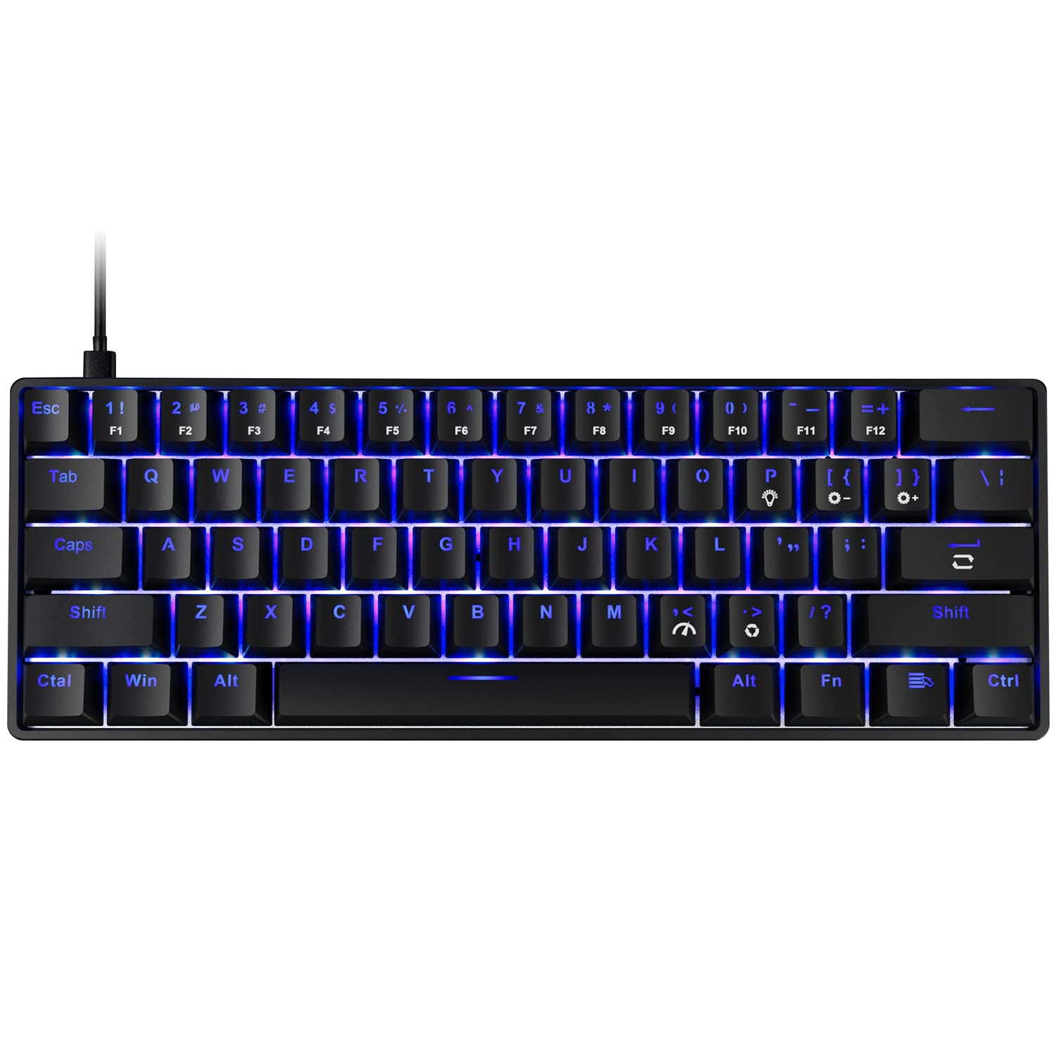Fiodio 61 Keys RGB Wired Mechanical Gaming Keyboard with Audible Click Sound Blue Switches, Compact Mini Portable Computer Keyboard for Windows Gaming PC,F-DB21