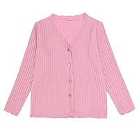 Kids Girls Long Sleeve Button Down Knitted Cardigan Sweater Girls Casual Bolero Shrug Tops Loungewear