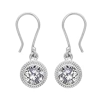 Multi Choice Round Shape Gemstone 925 Sterling Silver Solitaire Dangle Drop Earring Gift For her