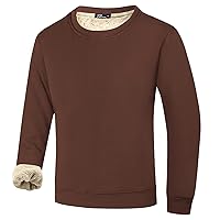 Flygo Men's Warm Sherpa Lined Crewneck Sweatshirts Fleece Pullover Tops Heavy-weight Thick Thermal Cotton Sweat-Shirts