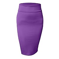 NE PEOPLE Women's Midi Skirt – Stretch Knit Bodycon Slim Fit Office Elastic Waist Pencil Solid Skirt Made in USA