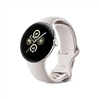 Google Pixel Watch 2 with the Best of Fitbit and Google - Heart Rate Tracking, Stress Management, Safety Features - Android Smartwatch - Polished Silver Aluminum Case - Porcelain Active Band - LTE