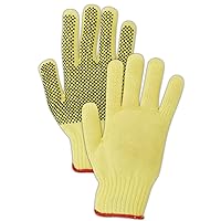 MAGID 93KVP-10 Cut Master 93KVP Medium Weight Kevlar PVC Dotted Knit Gloves - Cut Level 3, Men's (Fits Large), Yellow , 10 (Pack of 12)