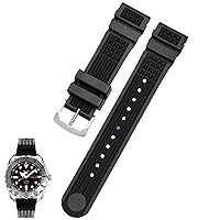 for Seiko SRP601J1 Water Ghost Canned Watch Diving Strap Waterproof Bracelet Men Silicone Black Blue Sport Strap 20mm 22mm (Color : Black Silver Buckle, Size : 20mm)