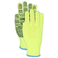 MAGID CutMaster H93HVP Hi-Viz Hyperon V Knit Gloves with PVC Dotted Palm – Cut Level A4 (12 Pair)