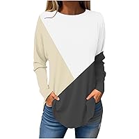 Blouses for Women Dressy Casual Long Sleeve T Shirt Geometry Print Tops Vintage Tees Cute Tunic Fall Clothes