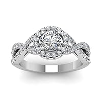 Choose Your Gemstone Entwined Halo Diamond CZ Ring sterling silver Round Shape Halo Engagement Rings Matching Jewelry Wedding Jewelry Easy to Wear Gifts US Size 4 to 12