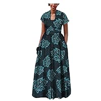 African Dresses for Women,Maxi Print Long Attire,Stand Collar,Plus Size,Party Wear,Ankara Clothing Clothes