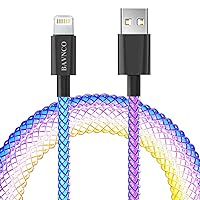 MFi Certified iPhone Charger, BANVCO 3ft LED RGB Light Gradual USB to Lightning Fast Charging Cable Strong Copper Wire Braided Data Sync Cord for iPhone 13 12 11 Pro XS Max XR X 8 7 6 Plus and More