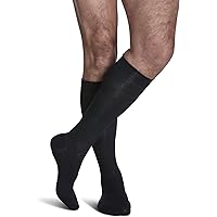 Sigvaris Men’s Style Sea Island Cotton 220 Closed Toe Calf-High Socks 20-30mmHg - Navy - Medium Long
