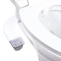 Brondell SS-250 SimpleSpa Thinline Essential Bidet Attachment for Toilet Seats with Adjustable Water Pressure, Side Arm Control, Thin Profile, Silver Knob (Dual Nozzle)