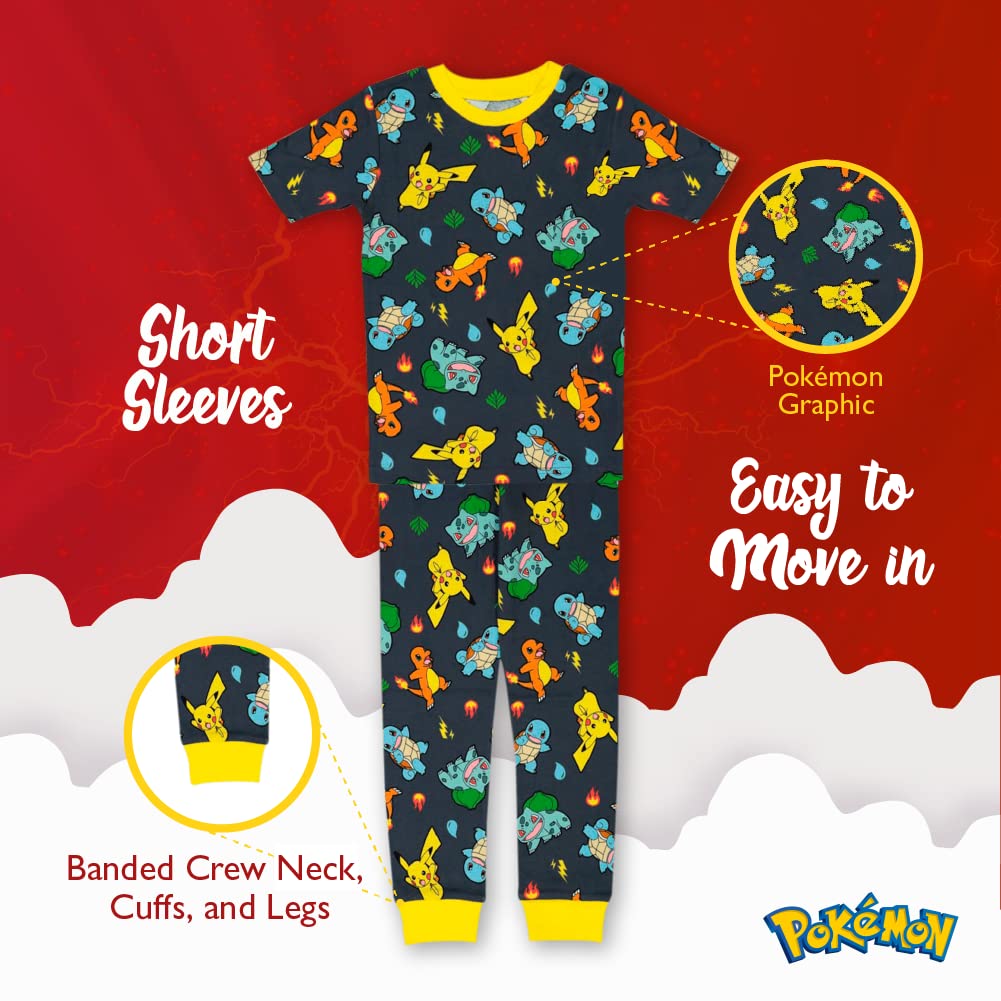 Pokemon Boys' 6-Piece Snug-fit Cotton Pajamas Set
