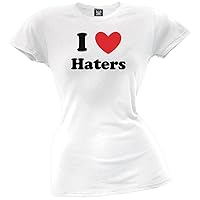 Old Glory - Womens I Heart Haters Juniors T-Shirt Small White