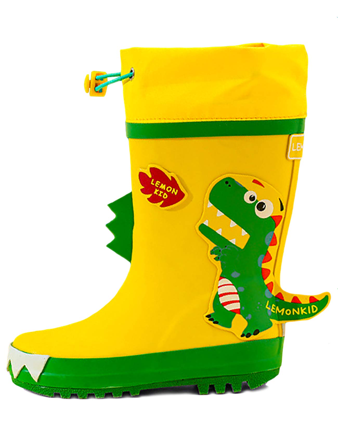 AONTUS Dinosaur Rain Boots for Kids,Printed All Weather Boots,100% Rubber Boots,Toddler