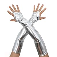 Men's and Women's Shiny Metallic Costume Wet Look Gloves 19