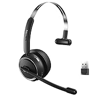 LEVN Wireless Headset with Microphone for PC, Bluetooth Headset with Mic & Mute Button, 65 Hrs Working Time Noise Cancelling Wireless Headset for Work from Home/Computer/Laptop/Call Center/Office