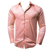 Men Long Sleeve Slim Fit Blouses Trun Down Collar Tops Breathable Clothing