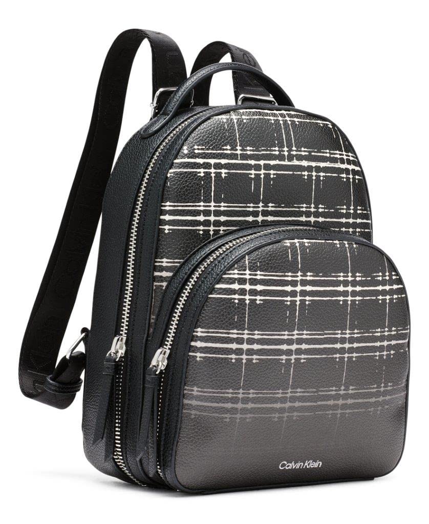 Calvin Klein Estelle Novelty-Backpack, Black/White Plaid, One Size