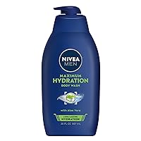 Men Maximum Hydration Body Wash, Aloe Vera Body Wash for Dry Skin, 30 Fl Oz Pump Bottle