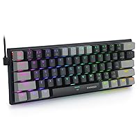 E-YOOSO 60% Mechanical Keyboard, 61 Key Ultra-Compact Gaming Keyboard Wired with RGB Backlit, 60 Percent Computer Keyboard for Windows, Mac OS (Black Grey, Blue Switch)