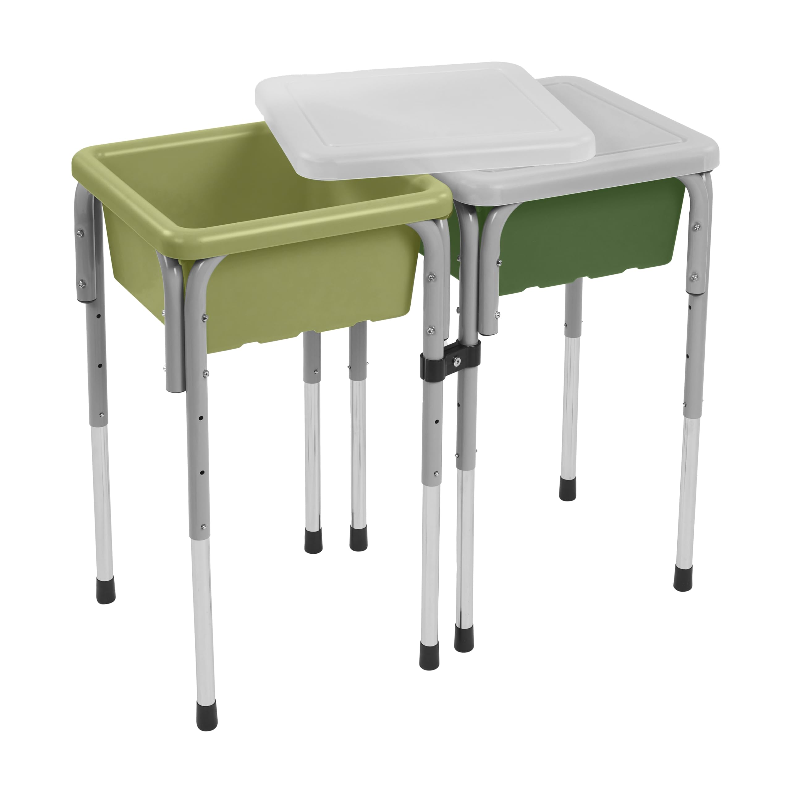 ECR4Kids 2-Station Sand and Water Adjustable Play Table, Sensory Bins, Fern Green/Hunter Green