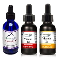 HoneyCombs Vitamin C Liquid – Alcohol-Free Oral Vitamin C Drops, 1 Fl Oz. + Vitamin B2 (Riboflavin) Drops, 1 Fl Oz. + Vitamin B6 (Pyridoxine) Drops, 1 Fl Oz.