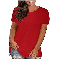Women's 2024 Fashion Tops Short Sleeve T-Shirts Crewneck Basic Business Tees Blouses Tunic Pullvoer Tops for Daily
