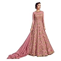 Ready to Wear Indian Pink Net Muslim Eid Long Abaya Anarkali Women Party Dress R20