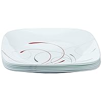 Vitrelle 6-Piece Salad Plate Set, Triple Layer Glass and Chip Resistant, Lightweight Square 10-1/4-Inch Plates Set, Splendor