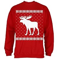 Big Moose Ugly Christmas Sweater Red Adult Sweatshirt - X-Large