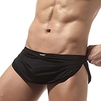 Men's Sexy Underwear Thong with Contour Pouch Split Side Boxers Classic Bulge Enhancer Jock Strap Built In Pouch Soft