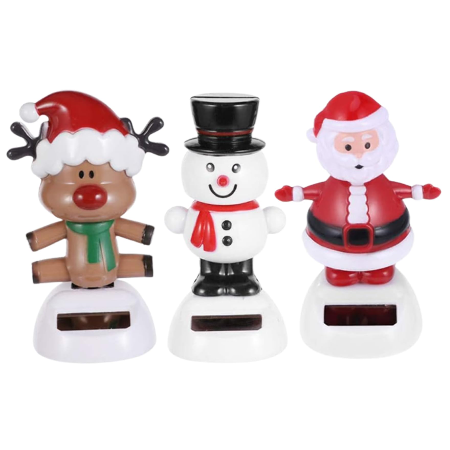 Dancing Solar Toys, 3pcs Solar Christmas Dancing Toys with Elk Santa Snowman, Shaking Head Desk Toys, Car Windowsill Decor for Car Dashboard Office Home Desk Decor