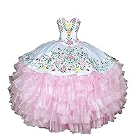 Strapless Satin Ball Gown Lilac Floral Flowers Mexican Quinceanera Prom Dresses Charro 2024 Ruffles Corset