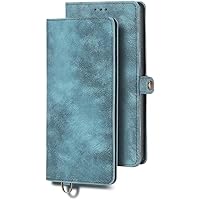 ONNAT-Leather Wallet Case for iPhone 14Pro Max/14 Pro/14 Plus/14 2-1 Removable Magnetic Leather Phone Cover Multiple Slot Card Holder Support Wireless Charging (Blue,14 Plus)