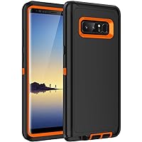 for Galaxy Note 8 Case,Shockproof 3-Layer Full Body Protection [Without Screen Protector] Rugged Heavy Duty High Impact Hard Cover Case for Samsung Galaxy Note 8,Black/Orange