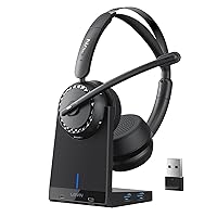 LEVN Wireless Headset, Bluetooth 5.2 Headset with Microphone (AI Noise Cancelling), 4 USB 3.0 Ports, 65 Hrs Working Time, Wireless Headset with Mic for PC/Computer/Laptop/Work from Home/Call Center
