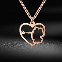 Map of Germany Pendant Necklaces - Charm Heart Africa Maps Flag Thin Chain Necklaces, Patriotic Gold Color Map Hip Hop Jewelry for Women Men Party Gift