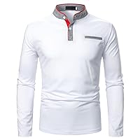 Mens T Shirts,Men's Outdoor Blouse Button Slim Long Sleeve Patchwork Casual T Shirt Top Running Men's Fashion Polo Tee