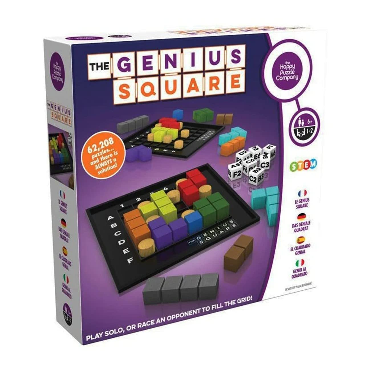 The Genius Square – Game of the Year Award Winner! 60000+ Solutions STEM Puzzle Game! Roll the Dice & Race Your Opponent to Fill The Grid by Using Different Shapes! Promotes Problem Solving Training