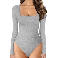 Long Sleeve Bodysuit For Women Tummy Control Leotard Shapewear Mock Neck High Neck Fitted Sexy Bodysuit Rompers