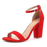 PARTY Women's Chunky Heels Open Toe Ankle Strap 3 inch Heeled Sandals